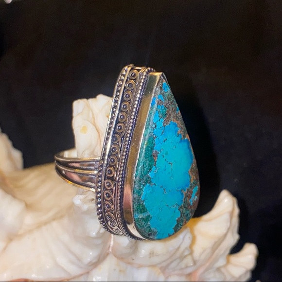 Striking Turquoise natural gemstone statement ring 7.75 - Picture 4 of 8